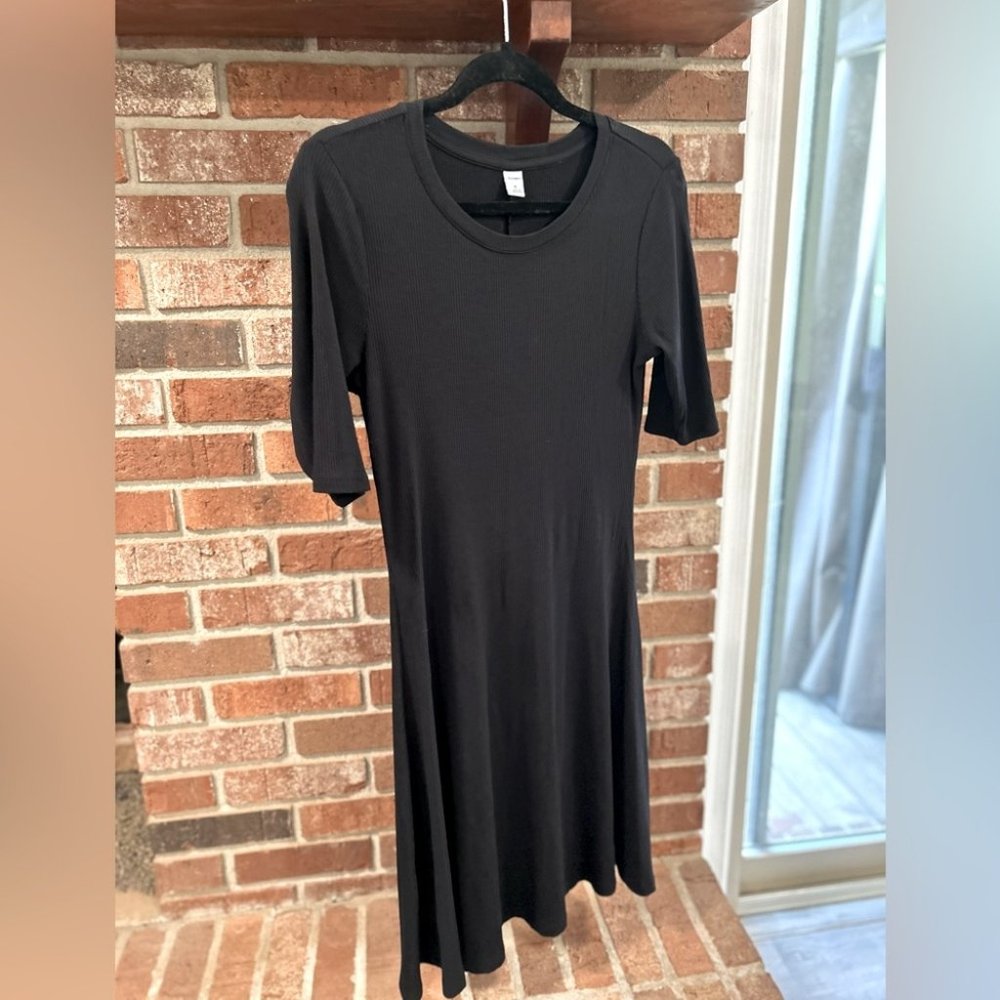Classic Mid Length Knit Black Dress